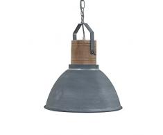 Pendelleuchte Denzel mit Holz grau | Hängeleuchte im Industrie-Look | Leuchte inkl. Leuchtmittel