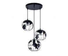 Vintage Industrielle Pendelleuchten Retro Loft Hängeleuchten Decken Lampe für Wohnzimmer Esszimmer Flur Restaurant Keller Untergeschoss Schwarzes Kronleuchter (Kugel) für E27 Leuchtmittel 3 flammig
