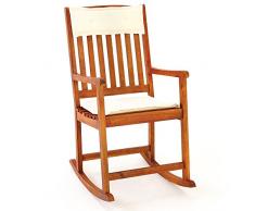 Deuba Schaukelstuhl inkl Kissen Wippfunktion Akazien Holz Gartenstuhl Liegestuhl Gartenmöbel Sonnenstuhl Stuhl Garten