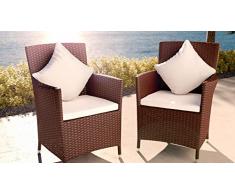 ARTELIA 2X Polyrattanstuhl - Rattansessel Set - für Garten, Terrasse, Balkon, Wintergarten - Stühle aus Rattan, Rattanstuhl Braun