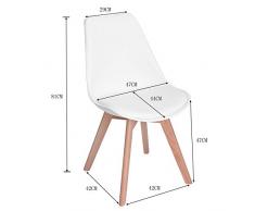 EGGREE 6er Set Esszimmerstühle mit Massivholz Buche Bein, Retro Design Gepolsterter Stuhl Küchenstuhl Holz, Weiß