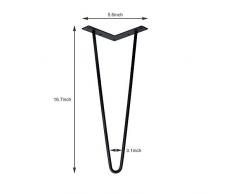 Locisne 4XSchwerlaste Haarnadel Tischbeine-Überlegener Schweißen Schwarzer Gußstahl 9mm 2 Stangen 16 Zoll Höhe Moderner Stil MetallHairpin Legs Esszimmer Möbelzubehör für Holzmöbel Teetisch Esstisch