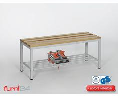 furni24 Bank Umkleidebank Sitzbank Garderobenbank Sportbank mit Schuhrost 100 cm x 42 cm x 40 cm