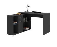 CARO-Möbel Eckschreibtisch Diego Bürotisch Arbeitstisch mit Regal, 120 x 75 x 122 cm in schwarz, 1 Schublade, 4 Fächer Verschiedene Aufbaumöglichkeiten