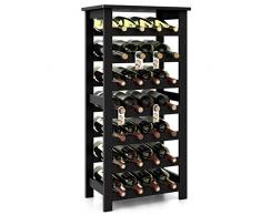 WLNKJ Modulares Weinregal, Freistehendes Weinlagerregal, Verkaufsregal - Bodenstehendes Weinregal, Verkaufsregal (7 Lagen, 28 Flaschen)