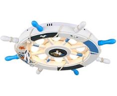 Moderne LED Deckenleuchte/Deckenstrahler, LED Mittelmeer kreative Ruder Deckenlampe Persönlichkeit warmes Schlafzimmer Esszimmer Deckenbeleuchtung, Holzleuchte Körper（Wechseln Dreifarbiges Licht）