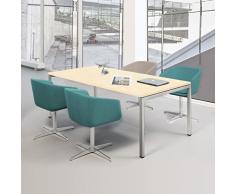 NOVA Besprechungstisch 160x80cm Ahorn 4-6 Pers. Konferenztisch Meetingtisch , Gestellfarbe:Silber