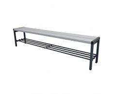 Melzer Metallbau Garderobenbank mit Kunststoffleisten und ohne Lehne - mit Schuhrost, Länge 2000 mm - Gestell kobaltblau - Bank Bänke Garderobenbank Garderobenbänke Mehrzweckbank Mehrzweckbänke Umkleidebank Umkleidebänke