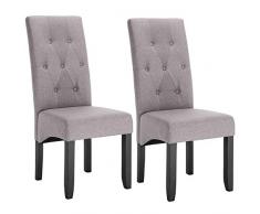 WOLTU® Esszimmerstühle BH106hgr-2 2er Set Küchenstuhl Lehnstuhl Polsterstuhl mit hoher Rückenlehne, Beine aus Massivholz, gepolsterte Sitzfläche aus Leinen, Hellgrau