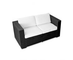 XINRO® (2er Polyrattan Lounge Sofa - Gartenmöbel Couch Bank Rattan - durch andere Polyrattan Lounge Gartenmöbel Elemente erweiterbar - In/Outdoor - handgeflochten - schwarz