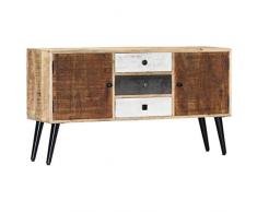N / A vidaXL Sideboard Mit 3 Schubladen und 2 Türen, Vitrinenschrank Küchenschrank Esszimmerschrank, Massivholz für Wohnzimmer, Schlafzimmer, Flur, Bad 118x30x62 cm