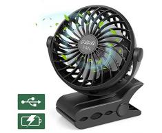 BJ&HH Mini Wiederaufladbarer Clip-Lüfter Multi-USB-Lüfter Säulentisch Tischlüfter 360-Grad-Drehung Handlüfter Für Das Home Office,Schwarz