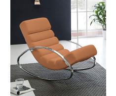 Wohnling Relaxliege Sessel Kunstleder Fernsehsessel Farbe braun Relaxsessel Design Schaukelstuhl Wippstuhl modern Metallrahmen Wohnzimmer Armlehnen