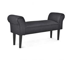 GOPLUS Sitzbank Holz, Polsterbank mit Armlehnen auf beiden Seiten, Betthocker Schlafzimmer, Schlafzimmerbank Farbwahl, 102 x 51 x 31 cm (Schwarz)