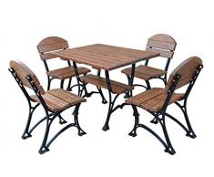 Casa Padrino Jugendstil Gartenmöbel Set Tisch & 4 Stühle Braun/Schwarz 100 cm Qualität