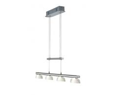 Trio Leuchten LED Pendelleuchte Senator 324390407, Metall Nickel matt, 4x 4.3 Watt, 4x fach Touch