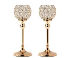 Kerzen Tisch goldener Kristallleuchter Creative Einzelkopf Candlestick Ornamente für Hochzeit Focus Candlestick Geburtstag Party Geburtstag Partytisch Kerze Weihnachtshaus Dekoration(Gold)