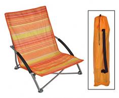 HI Strandstuhl LIDO klappbar, Stahlgestell, Bezug orange/gelb gestreift