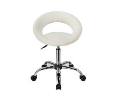 Duhome Drehstuhl Hocker Mit Rollen Weiss DH0422 Hocker Mit Lehne Höhenverstellbar Drehhocker Stuhl Rollhocker Sitzhocker