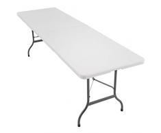 Nexos XXL Klapptisch Campingtisch 240 x 70 cm Catering klappbar weiß Partytisch Tragegriffe Esstisch Buffettisch wetterfest bis 150 kg stabil ca. 15 kg bis 10 Personen