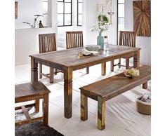 FineBuy Esszimmertisch KALKUTTA 180 x 90 x 76 cm | Massivholz Esstisch für 6-8 Personen | Großer Küchentisch Bootsholz Shabby Chic | Tisch Esszimmer rechteckig