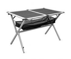 AMANKA Alu Campingtisch 110x71x71 cm Stabiler wetterfester Klapptisch Ablagenetz Rolltisch Anthrazit