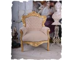 BAROCK Stuhl Vintage Sessel BEIGE Gold BAROCKSESSEL KÖNIGLICH Palazzo Exclusiv