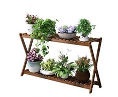 Pflanzregale für den Außenbereich Außenbereich Innenbereich Einfacher Innenbereich Großer Blumenständer Pflanzenständer mit Doppelschichtstruktur, Holzstruktur Geeignet für Garten-Innenbar,