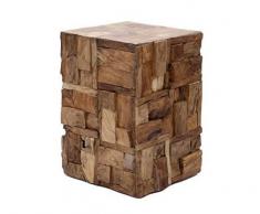Brillibum Design Mosaik Tisch aus Holztücken Couchtisch Treibholz Beistelltisch eckig Sizhocker oder Blumentisch Blumenhocker Holz massiv Teakholz Tisch quadratisch 45 x 30 x 30 cm (H x B x T)