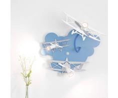 Kinderzimmer Lampe blau 3-flammig GU10 bis 35W 230V Holz Kunststoff Holzlampe Lampe Flugzeug Leuchte Kinder Kinderzimmerlampe blau Kinderleuchten Wandleuchte Jungen