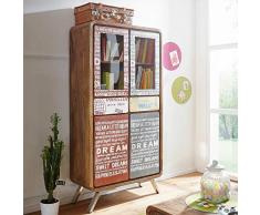 KS-Furniture Highboard AIKA Sheesham Massivholz 90x180x38 cm Anrichte Küche Landhaus | Design Esszimmerschrank mit Schubladen & Türen | Geschirr Vitrine Holz Massiv | Vitrinenschrank Breit Hoch