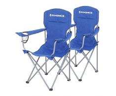 SONGMICS Campingstuhl, 2er-Set, klappbar, komfortabel, Klappstuhl mit robustem Gestell, bis 150 kg belastbar, mit Flaschenhalter, Outdoor Stuhl, blau GCB08BU, XL
