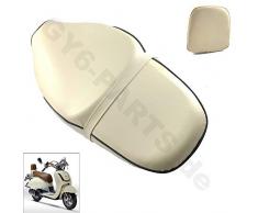 SITZBANK + LEHNE in BEIGE z.B.für BENZHOU YIYING YY50QT-21 YY125T-19 - FIRENZE 50 - ZNEN RETRO CRUISER ZN50QT-E - FOSTI 50 FT50QT-E/QINGQI KYMCO BAOTIAN HYOSUNG FLEX TECH CHINA ROLLER GY6