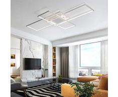 LED Deckenleuchte Wohnzimmer Lampen Dimmbar Deckenlampe Modern Eckig Design Decke Leuchen Aluminium Lampenschirm Pendelleuchte Wohnzimmerlampe Schlafzimmerlampe Esszimmerlampe Küchelampe (Weiß)