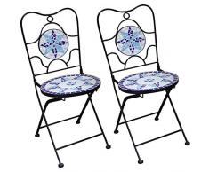 Deuba Mosaikstühle Neptun 2er Set Klappbar Sitzhöhe 45cm Metall Stabil Mosaik Balkonstuhl Gartenstuhl Klappstuhl