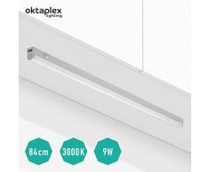 Oktaplex lighting LED Unterbau-Leuchte mit Schalter Riga 84cm I Praktische Unterschrank-Beleuchtung Lichtröhre 13W 1170lm Blendfreie Helle Küchen-Beleuchtung LED Leiste Warmweiß 3000K erweiterbar