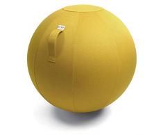 VLUV LEIV Stoff-Sitzball, ergonomisches Sitzmöbel für Büro und Zuhause, Farbe: Mustard (senfgelb), Ø 60cm - 65cm, Möbelbezugsstoff, robust und formstabil, mit Tragegriff