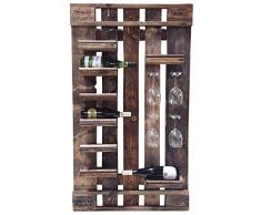 Palettenmöbel Flaschen-/Wein-Regal Santa Barbara, Neuholz gebeizt in klassischer Paletten Optik, jedes Teil ist einzigartig und Wird in Deutschland in Handarbeit gefertigt