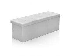 Hengda Sitzbank mit Stauraum, Sitzhocker, Sitztruhe, Aufbewahrungsmöglichkeit für Spielzeug Bücher PVC-Leder Sitzbank mit Deckel Faltbox 110 x 38 x 38 cm, Weiß