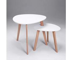 Zidao Beistelltisch Weiß Couchtisch Rund Wohnzimmertisch Skandinavisch Kaffetisch Klein Satztisch Set,Weiß