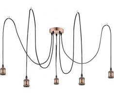Hängelampe Vintage Kupfer Industrie Design Hängeleuchte Küche Esszimmerlampe (Küchenlampe, 5 Flammig, Pendellampe, Retro, Höhe 200 cm)