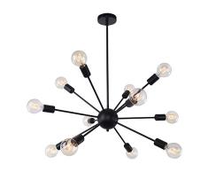 OYIPRO Sputnik Kronleuchter Pendelleuchte 12-Flammig Hängelampe Einstellbare Höhe 3x25cm E27 Lampenfassung Metall für Esszimmer Wohnzimmer Schlafzimmer Küche Restaurant