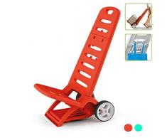 Kreher Rollbarer und zusammenklappbarer Campingstuhl/Strandstuhl mit Belastbarkeit bis 110 kg. 2 in 1 Design, umwandeln zum Transport Trolley möglich (Rot)