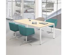 NOVA Besprechungstisch 160x80cm Ahorn 4-6 Pers. Konferenztisch Meetingtisch , Gestellfarbe:Weiß