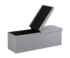 Deuba Faltbare Sitztruhe mit Sitztruhe 131 L Deckel klappbar 115x38x38 cm Grau Stoff Sitzbank Truhenbank Truhe Bank