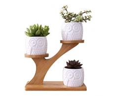 Gettesy Blumenregal Drinnen Blumentreppe Holz Blumen Rack 3 Ebenen aus Massivholz für Innen-Balkon Wohzimmer Outdoor Garten Dekor Blumenständer