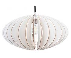 wodewa Moderne Pendelleuchte Holz Deckenleuchte Terra Weiß LED E27 Nachhaltige Deckenlampe Birkenholz Holzlampe höhenverstellbar Hängelampe