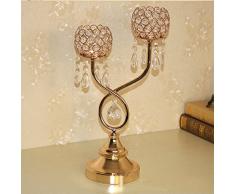Kerzen Tisch goldener Kristallleuchter Creative Einzelkopf Candlestick Ornamente für Hochzeit Focus Candlestick Geburtstag Party Geburtstag Partytisch Kerze Weihnachtshaus Dekoration (Gold Farbe)