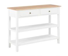 N / A vidaXL Sideboard Mit 2 Schubladen und 2 Regalen, Vitrinenschrank Küchenschrank Esszimmerschrank, Massivholz für Wohnzimmer, Schlafzimmer, Flur, Bad 110×35×80 cm MDF