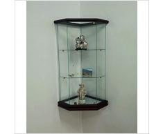 VM ART DESIGN GLASS Glashängevitrine zur Wand Winkel VM504T (Holz dunkel Nussbaum Farbe)